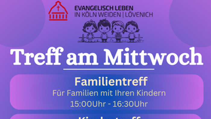 Flyer für Treffs in Köln: Familien-, Kindertreff und Jugendtreff mit Zeiten und Ort