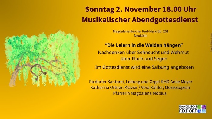 Leier hängt in Weide