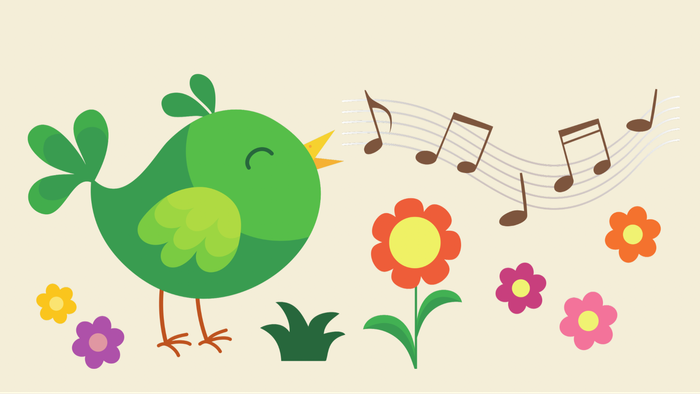 Zeichnung eines singenden Vogels 