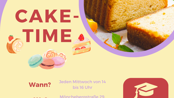 Feiertags-Cake-Time mit verschiedenen Kuchen und Süßigkeiten, Informationen zu Terminen und Ort