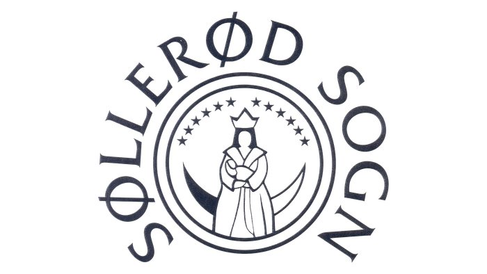 Søllerød Sogn logo med mørke farver og kronet figur.