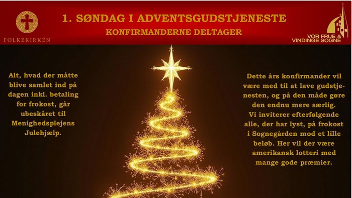 Juleplakat med en juletræ og tekst på dansk