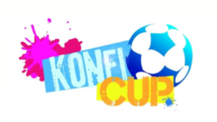 Das Bild zeigt das Logo von KONFI-CUP mit einem Fußball.