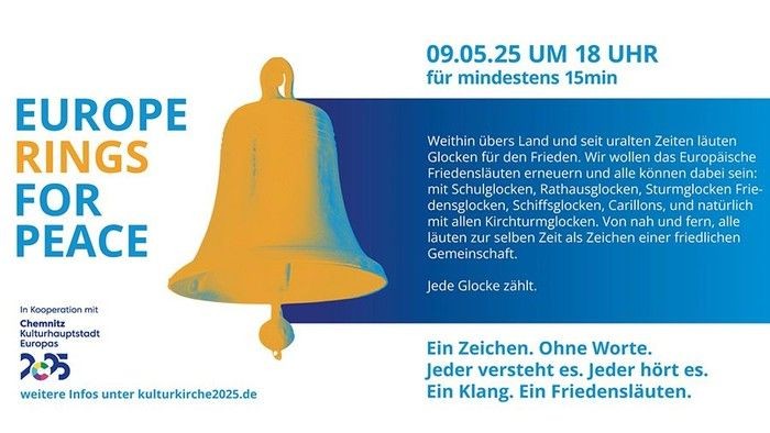 Am 9. Mai um 18 Uhr klingeln Glocken für den Frieden in Europa.