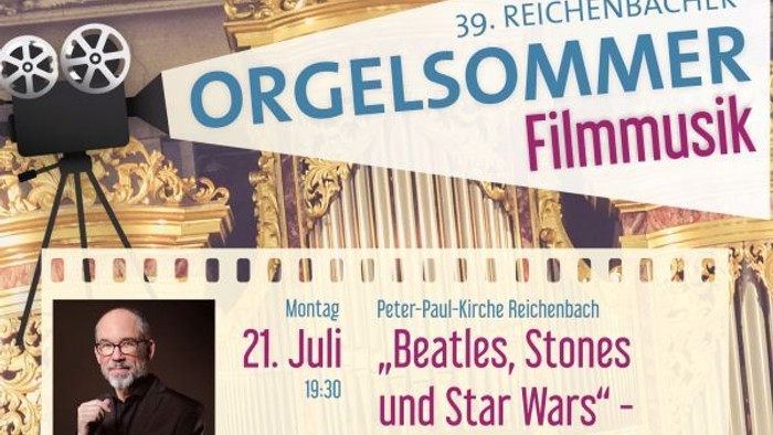 Poster für Orgelsommer Filmmusik mit Konzerten am 21. Juli und 4. August