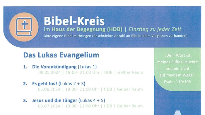 Bibel-Kreis-Übersicht über das Lukasevangelium mit Themen und Versangaben