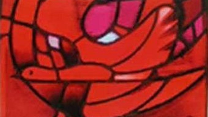 Ein lebendiges abstraktes Bild mit roten und schwarzen, wirbelnden Mustern.