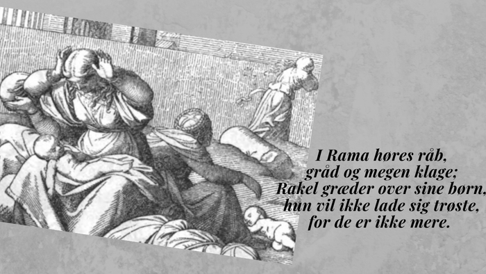 En sort-hvid tegning af en gruppe mennesker i en biblioteksafdeling med en dansk tekst.