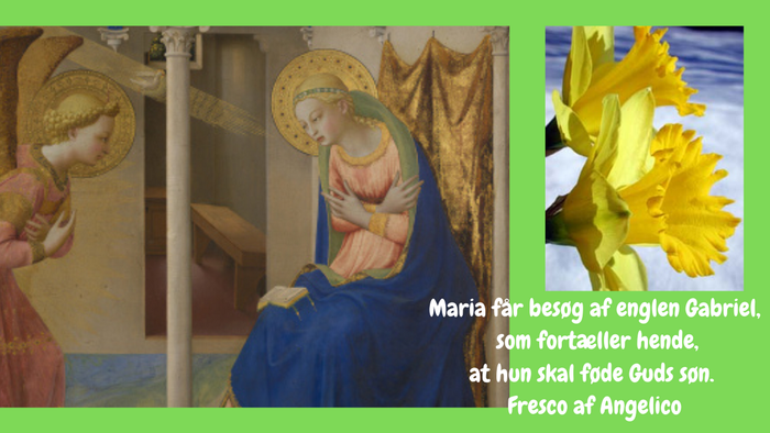 Maria for at være af engelen Gabriel, som fortæller hende, at hun skal føde Gudson. Fresco af Angelico