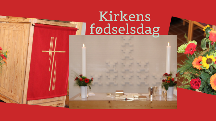 Billeder af kirkeindretning og blomsterarrangementer til fødselsdag