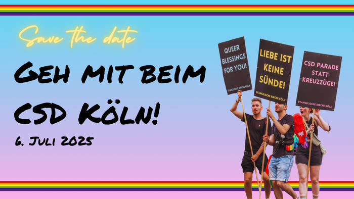 Protestaktion am 6. Juli 2025 in Köln mit Demonstranten und Schildern.