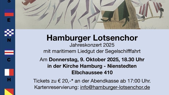 Poster für das Hamburger Lotsenchor Konzert 2025 mit maritimen Liedgut