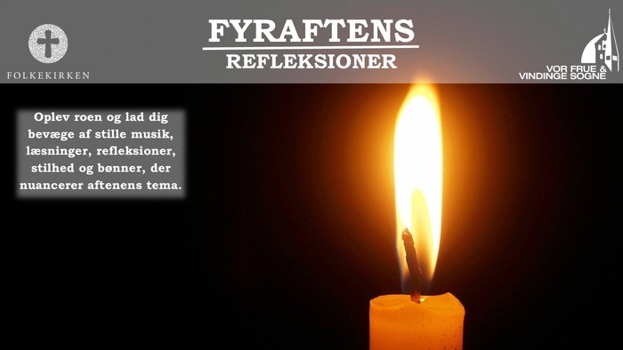 Plakat til kirkearrangement med billede af stearinlys og detaljer på dansk