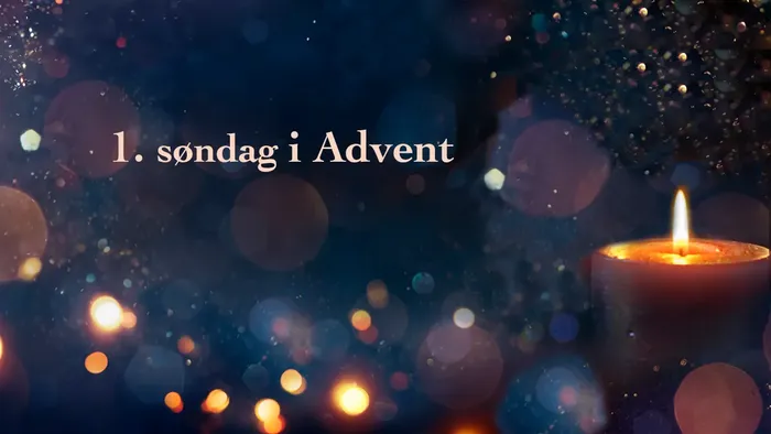 1. søndag i advent med 1 lys på mørk baggrund