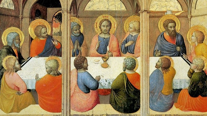 Billedet viser tre scener med Jesus og hans disciples.