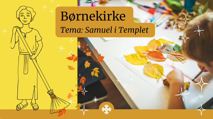 Børnekirkeaktivitet med et kreative tema om Samuel i templet med bladmaleri.