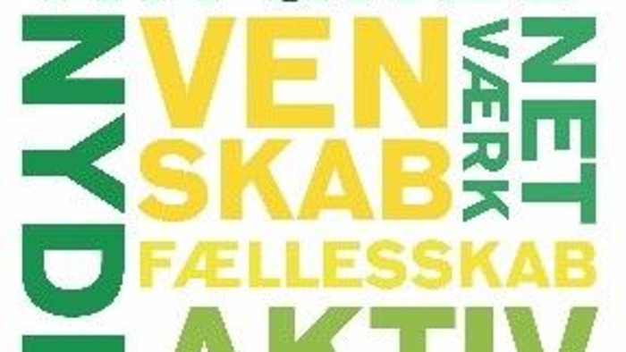 Billedet viser ord som beskriver aktiviteter og steder i en café.