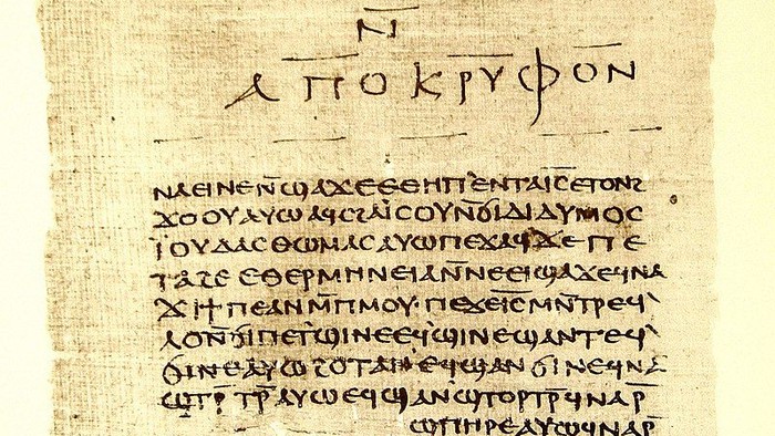 Der Codex Nag Hammadi zwei mit dem Beginn des koptischen Thomas-Evangeliums