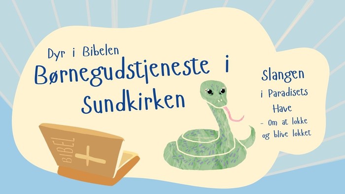 Billedet viser en slange og en bibel med teksten