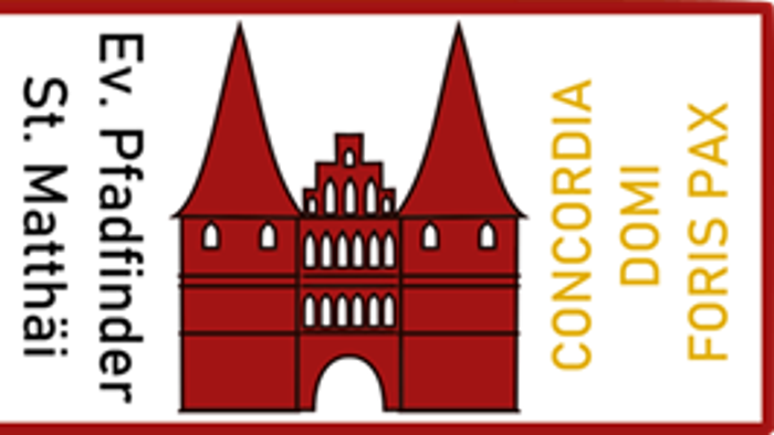 Das Bild zeigt das Wappen von St. Pölten mit einem roten Turm und lateinischen Inschriften