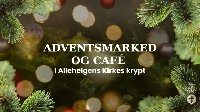 Julelys og grønt pynt med teksten *