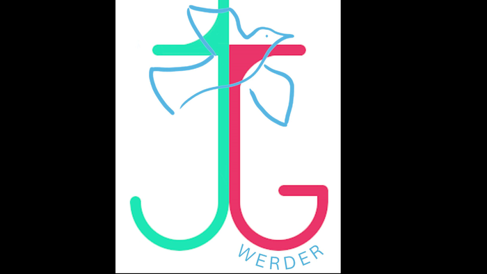 Das Bild zeigt ein stilisiertes Vogel-Logo mit dem Wort *„WERDER“* darunter.