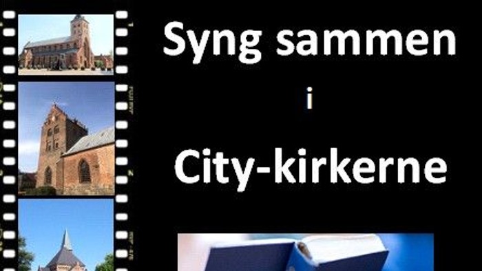 Billedet viser kirker og en person holder en bog med tittelen 