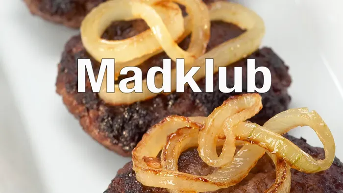 Madklub med foto af bøf og løg
