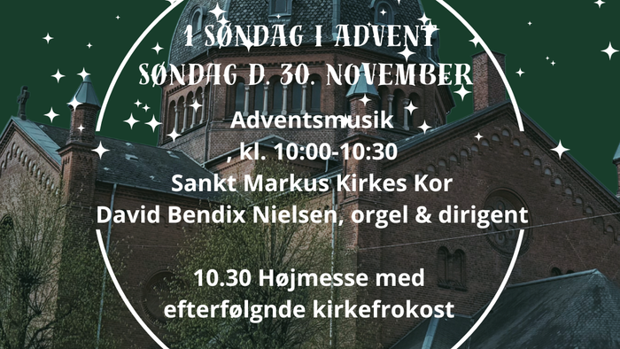 Kirkearrangement-plakat med dato- og tidspunktoplysninger