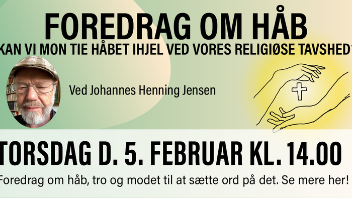 Plakat til foredrag på dansk om håb med titlen *