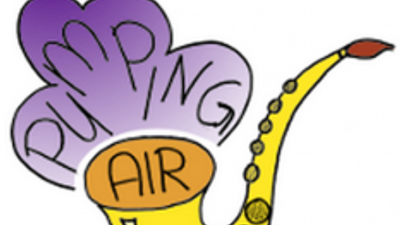 Das Bild zeigt eine lustige Illustration eines Saxophons, aus dem Luftblasen mit dem Text "Pupping Air" kommen.