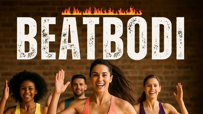 Poster for a BeatBodi fitness class, featuring four women exercising