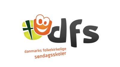 DFS logo med glade stiliserede øjne og teksten "danmarks folkekirkeklige sendagsskoler"