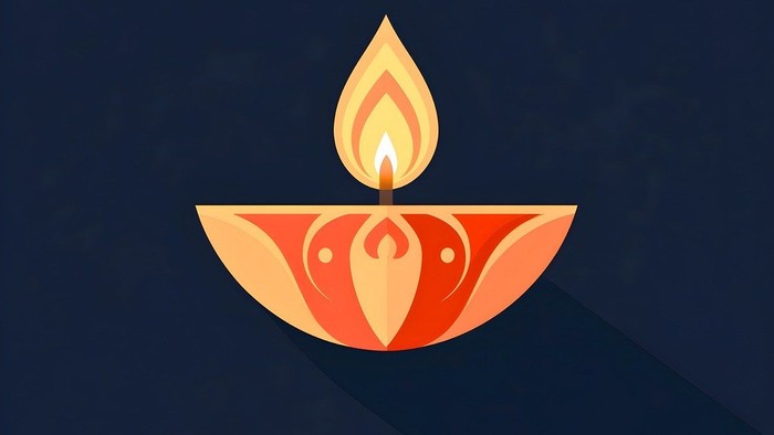 Et lysende olielys på en mørk blå baggrund