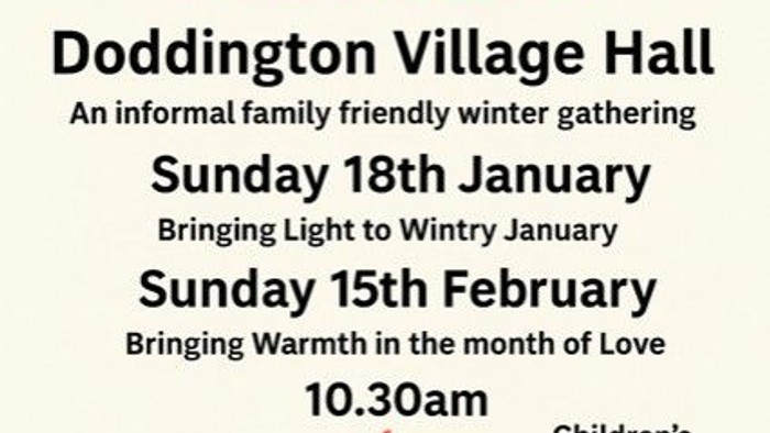 Poster for a community winter gathering with activities and refreshments