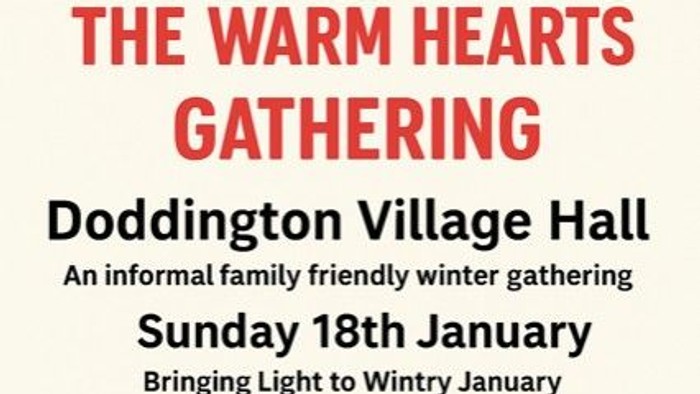 Poster for a community winter gathering with activities and refreshments