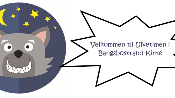 En grafik med en ulvehode og en taleboble med teksten 