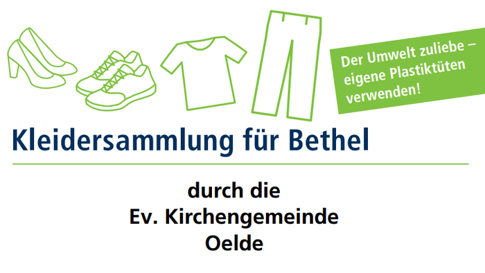 Kleidersammlung für Bethel durch Ev. Kirchengemeinde Oelde am 7. und 8. Oktober 2024