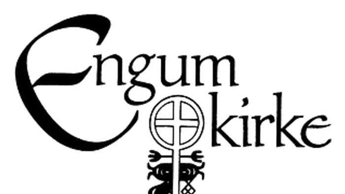 Engum kirke logo med kors og drage