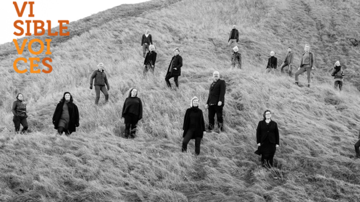 En gruppe af mennesker går op ad en snede bakke.