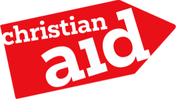 Red logo with white text reading "christian aid"