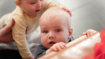 To børn ser på en bog