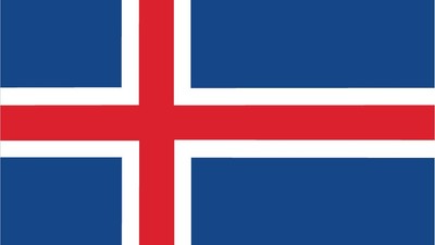 Icelandsk flag med blå og rød kors.