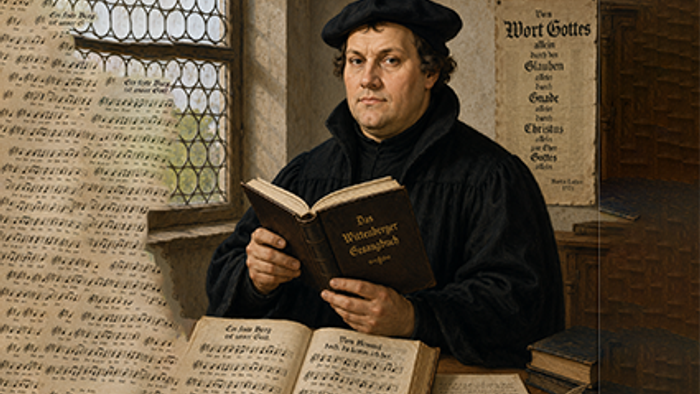 Luther mit Gesangbuch als Gemälde