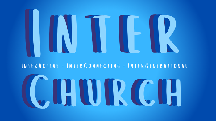 Blue background with white and purple text reading