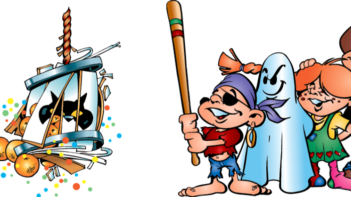 Farverige tegneseriefigurer poser legesygt med baseballudstyr og en kreativ, fantasifuld trækonstruktion.