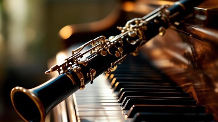 Klarinette auf Klaviertasten