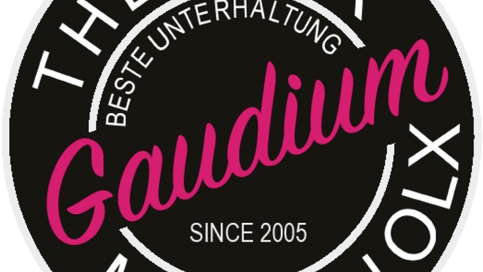 Das Logo des Theaters Gaudium, gegründet 2005, mit dem Slogan