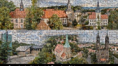 Blick auf Kirchspiel Dresden Süd, mit historischen Gebäuden und Kirchen