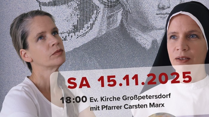 Poster für eine Veranstaltung im Theater Gottesdienst am 15.11.2025 mit Rednerinnen und einem Thema zur Reformationsstärke